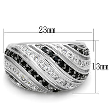 Load image into Gallery viewer, LO3399 - Rhodium + Ruthenium Brass Ring with AAA Grade CZ  in Black Diamond