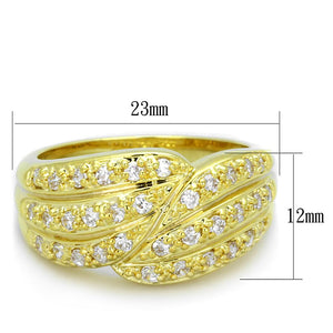 LO3402 - Gold Brass Ring with AAA Grade CZ  in Clear