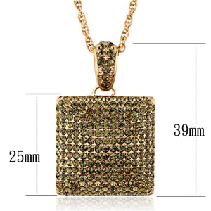 LO3472 - Rose Gold Brass Chain Pendant with Top Grade Crystal  in Smoked Quartz