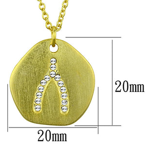 LO3479 - Gold & Brush Brass Chain Pendant with Top Grade Crystal  in Clear