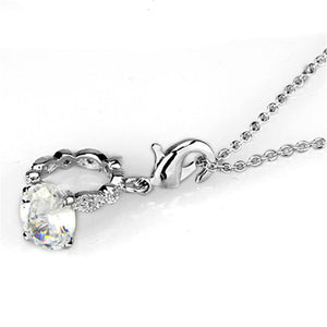 LO3490 - Rhodium Brass Pendant with AAA Grade CZ  in Clear