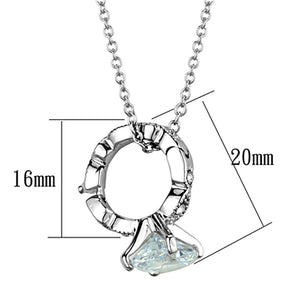 LO3494 - Rhodium Brass Pendant with AAA Grade CZ  in Clear