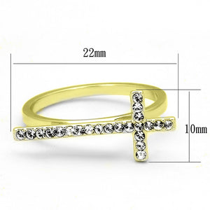 LO3521 Gold Brass Ring with Top Grade Crystal in Clear