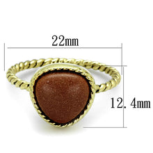 Load image into Gallery viewer, LO3543 - Gold Brass Ring with Synthetic Cat Eye in Brown