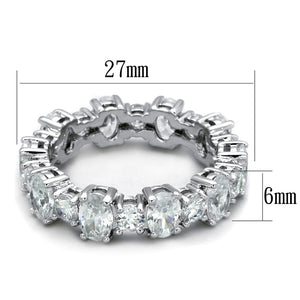 LO3561 - Rhodium Brass Ring with AAA Grade CZ  in Clear