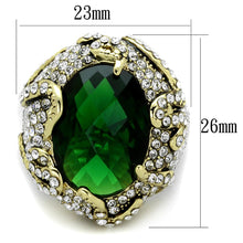 Load image into Gallery viewer, LO3588 - Flash Gold Brass Ring with Synthetic Synthetic Glass in Emerald