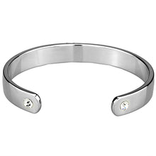 Load image into Gallery viewer, LO3611 - Reverse Two-Tone White Metal Bangle with Top Grade Crystal  in Clear