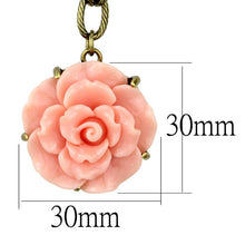 Load image into Gallery viewer, LO3662 - Antique Copper Brass Necklace with Synthetic Synthetic Stone in Rose