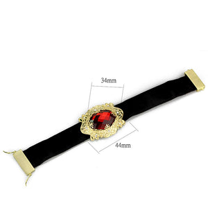 LO3671 - Gold & Brush Brass Bracelet with Synthetic Synthetic Glass in Siam