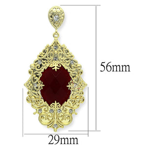 LO3673 - Gold & Brush Brass Earrings with Synthetic Synthetic Glass in Siam