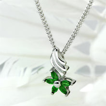 Load image into Gallery viewer, LO3720 Rhodium Brass Chain Pendant with Synthetic in Emerald