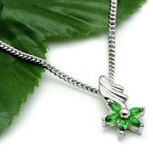 Load image into Gallery viewer, LO3720 Rhodium Brass Chain Pendant with Synthetic in Emerald