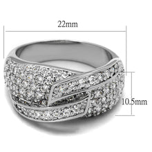 Load image into Gallery viewer, LO3741 - Rhodium Brass Ring with AAA Grade CZ  in Clear