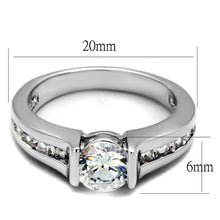 Load image into Gallery viewer, LO3744 - Rhodium Brass Ring with AAA Grade CZ  in Clear