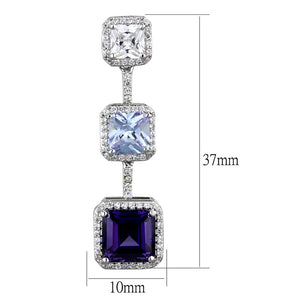 LO3754 - Rhodium Brass Earrings with AAA Grade CZ  in Amethyst