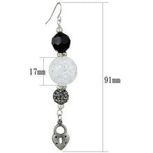 Load image into Gallery viewer, LO3800 - Antique Silver White Metal Earrings with Synthetic Synthetic Glass in Jet