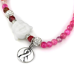 LO3822 - Antique Silver White Metal Necklace with Synthetic Glass Bead in Multi Color