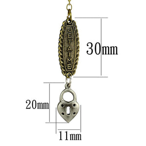 LO3823 - Gold+Antique Silver White Metal Chain Pendant with No Stone