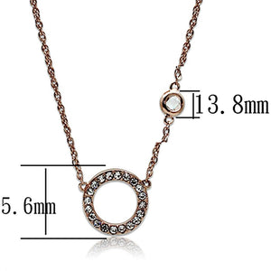 LO3846 - Rose Gold Brass Necklace with AAA Grade CZ  in Clear