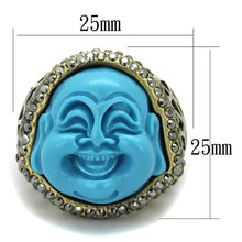 Load image into Gallery viewer, LO3884 - Antique Copper Brass Ring with Synthetic Synthetic Stone in Capri Blue