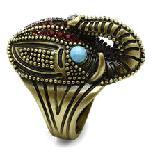 Load image into Gallery viewer, LO3887 - Antique Copper Brass Ring with Synthetic Synthetic Stone in Sea Blue