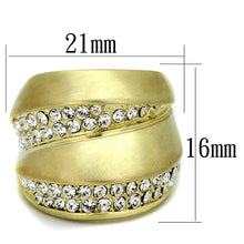 Load image into Gallery viewer, LO3898 - Gold &amp; Brush Brass Ring with Top Grade Crystal  in Clear