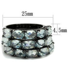 Load image into Gallery viewer, LO3929 - TIN Cobalt Black Brass Ring with Top Grade Crystal  in Black Diamond