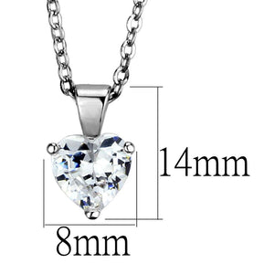 LO3935 - Rhodium Brass Chain Pendant with AAA Grade CZ  in Clear