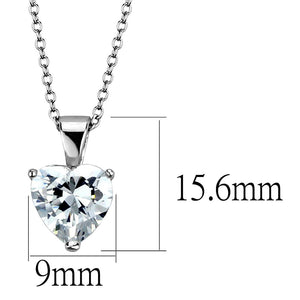 LO3936 - Rhodium Brass Chain Pendant with AAA Grade CZ  in Clear