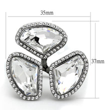 Load image into Gallery viewer, LO3938 - High polished (no plating) Stainless Steel Ring with Top Grade Crystal  in Clear