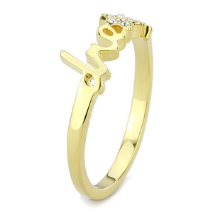 LO3961 Flash Gold Brass Ring with Top Grade Crystal in Clear