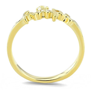 LO3965 - Flash Gold Brass Ring with Top Grade Crystal  in Clear