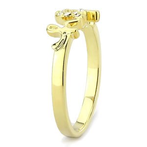 LO3965 - Flash Gold Brass Ring with Top Grade Crystal  in Clear