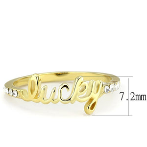 LO3971 - Flash Gold Brass Ring with Top Grade Crystal  in Clear