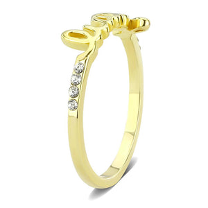 LO3971 - Flash Gold Brass Ring with Top Grade Crystal  in Clear