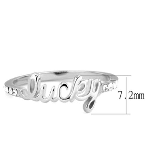 LO3972 - Rhodium Brass Ring with Top Grade Crystal  in Clear