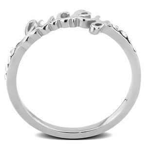 LO3972 - Rhodium Brass Ring with Top Grade Crystal  in Clear