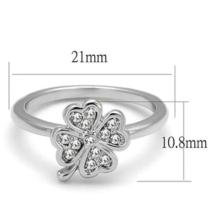 LO3988 - Rhodium Brass Ring with Top Grade Crystal  in Clear