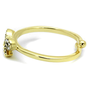 LO4042 - Flash Gold Brass Ring with Top Grade Crystal  in Clear