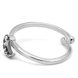 LO4045 - Rhodium Brass Ring with Top Grade Crystal  in Clear