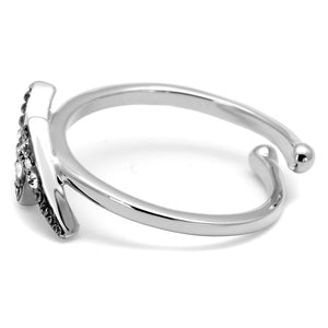 LO4047 - Rhodium Brass Ring with Top Grade Crystal  in Clear