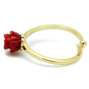 LO4058 - Flash Gold Brass Ring with Synthetic Synthetic Stone in Siam