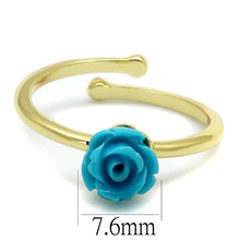 Load image into Gallery viewer, LO4060 - Flash Gold Brass Ring with Synthetic Synthetic Stone in Sea Blue