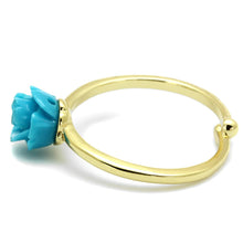 Load image into Gallery viewer, LO4060 - Flash Gold Brass Ring with Synthetic Synthetic Stone in Sea Blue