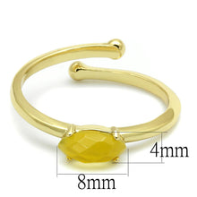 Load image into Gallery viewer, LO4066 - Flash Gold Brass Ring with Synthetic Cat Eye in Topaz