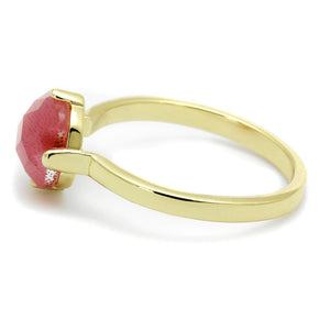 LO4075 - Flash Gold Brass Ring with Synthetic Cat Eye in Rose