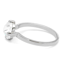 Load image into Gallery viewer, LO4080 - Rhodium Brass Ring with AAA Grade CZ  in Clear