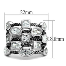 Load image into Gallery viewer, LO4083 - Rhodium Brass Ring with AAA Grade CZ  in Clear