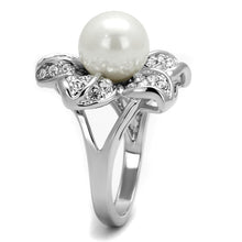 Load image into Gallery viewer, LO4088 - Rhodium Brass Ring with Synthetic Pearl in White