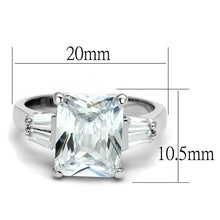 Load image into Gallery viewer, LO4091 - Rhodium Brass Ring with AAA Grade CZ  in Clear